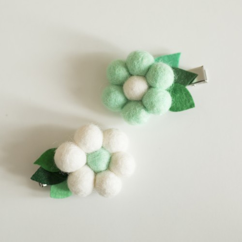 White & Green Flower Felts